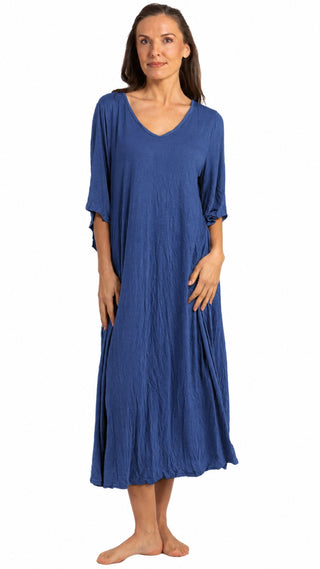 Madeline Stretch Cotton Nightie - Blue