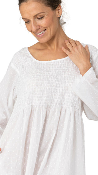 Margot Long Sleeve White Nightie