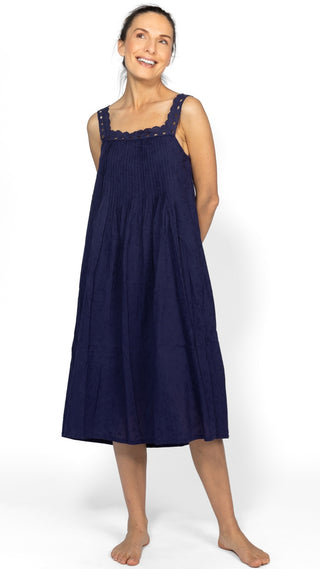 Marie Antoinette Sleeveless Nightie Navy Blue