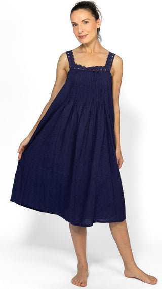 Marie Antoinette Sleeveless Nightie Navy Blue