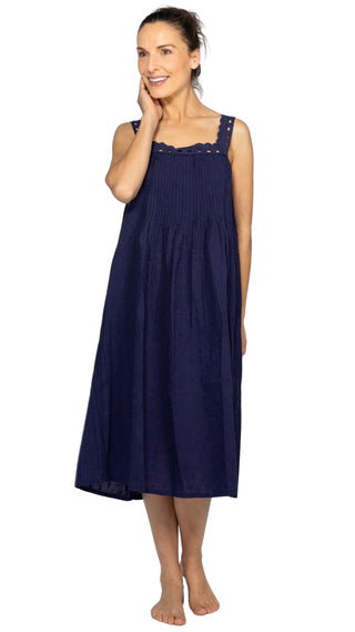 Marie Antoinette Sleeveless Nightie Navy Blue