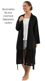 cotton bath robe or dressing gown in black  sizes 8-16