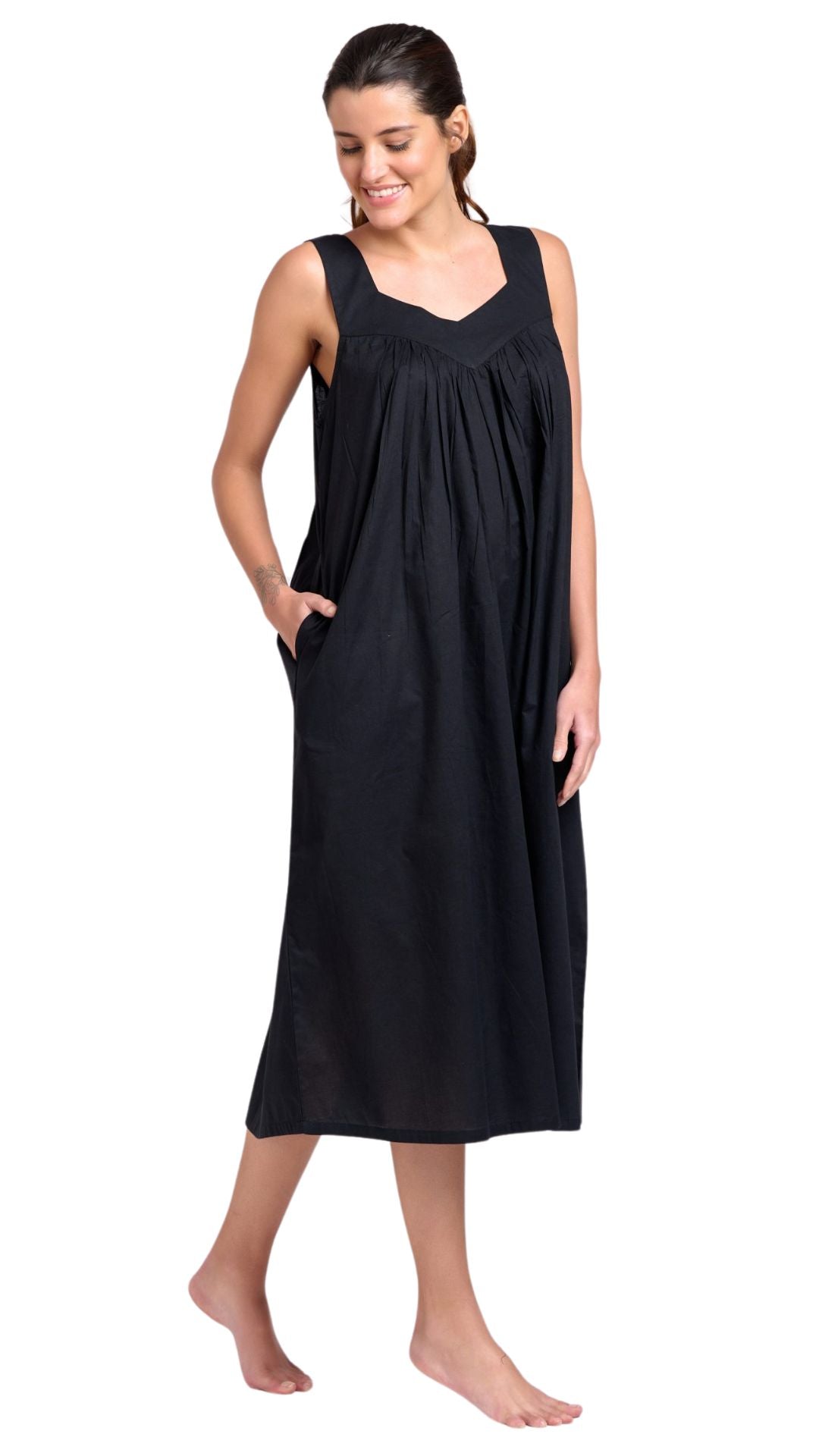 Maude Black Sleeveless Nightdress