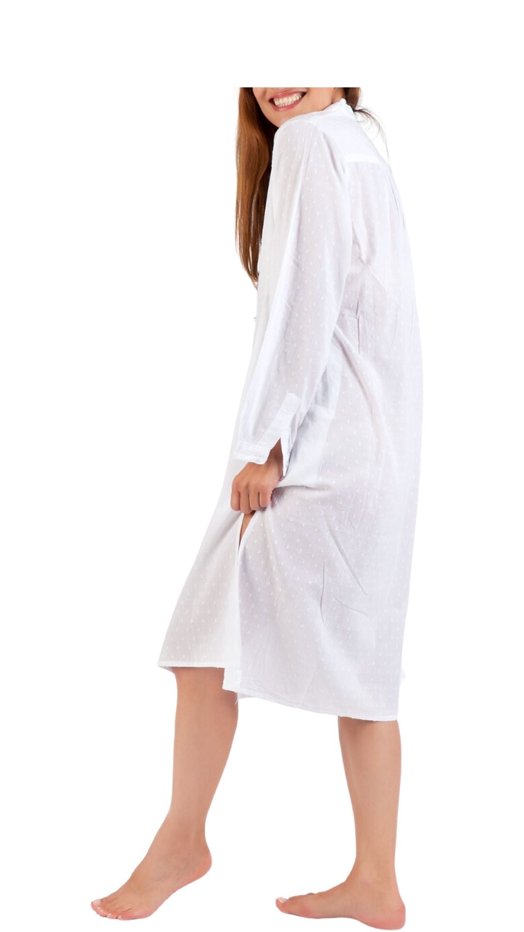 100% light white cotton night gown for hospital or maternity wear 