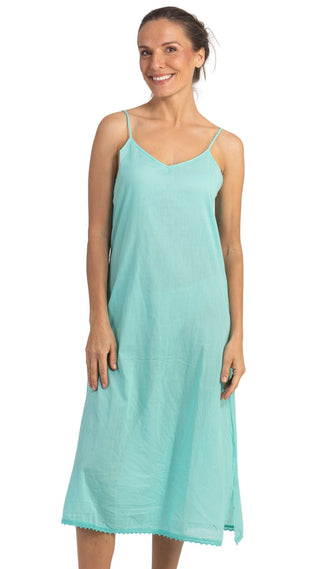 Mint Long Cotton Slip