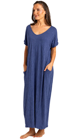 Miss Audrey Stretch Cotton Nightie - Blue