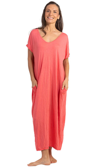 Miss Audrey Cotton Stretch Nightie - Coral