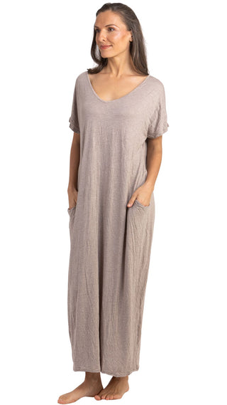 Miss Audrey Stretch Cotton Nightie - Sand