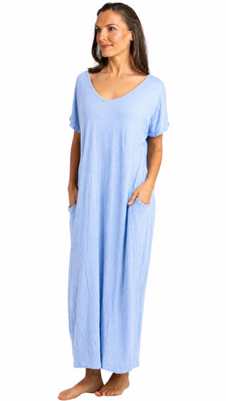Miss Audrey Cotton Stretch Nightie - Sky