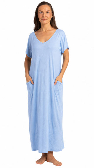 Miss Audrey Cotton Stretch Nightie - Sky