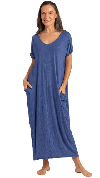 Miss Audrey Stretch Cotton Nightie - Blue