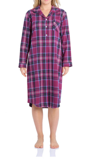 womens flanalette long sleeve nightie 