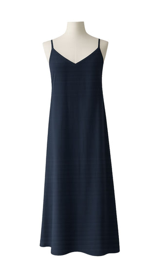 Long Cotton Slip - Navy Blue