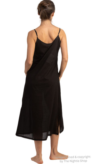 Long Cotton Slip - Navy Blue