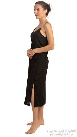 Long Cotton Slip - Navy Blue