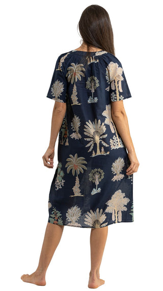 Plus Size cotton nightie in navy blue sizes 8-18