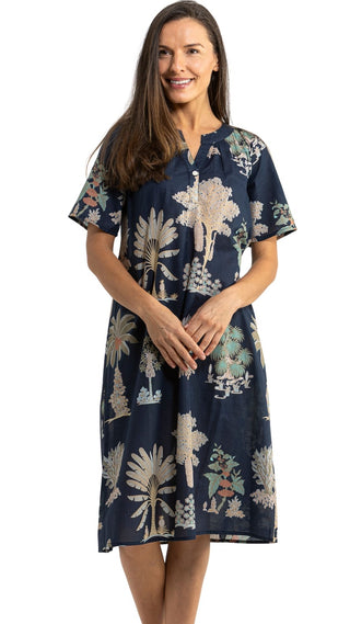 Navy Blue Cotton Nightie Dress Australia 