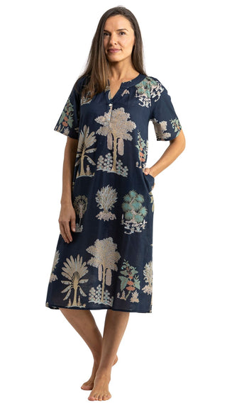 Cotton Palm tree dress plus size