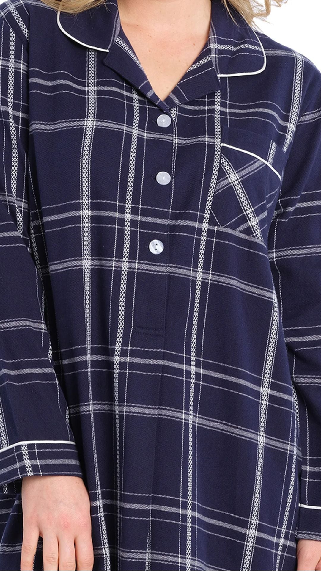 Navy Flannelette Cotton Nightie