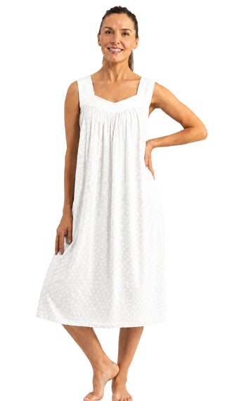 Elsa White Sleeveless Cotton Nightie