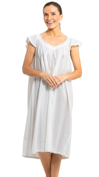 White cotton nightie on model