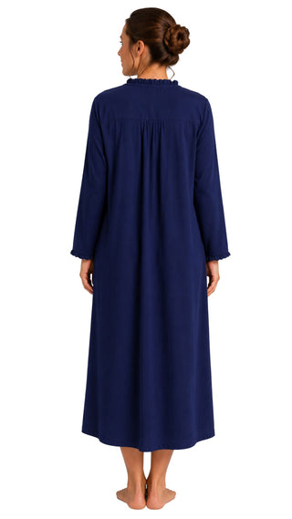 Penelope Stretch Cotton Nightie - Navy