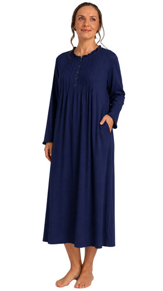 Penelope Stretch Cotton Nightie - Navy