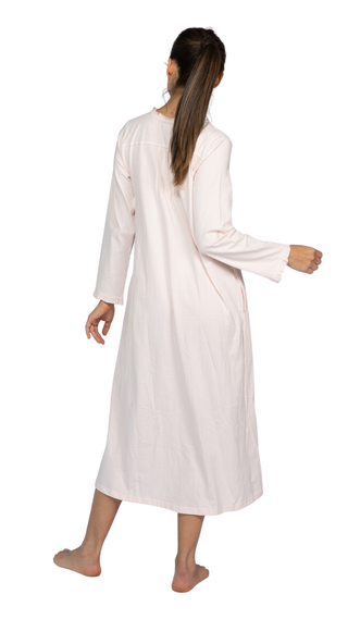 Penelope Stretch-Knit Long Sleeve Cotton Nightie - Pink