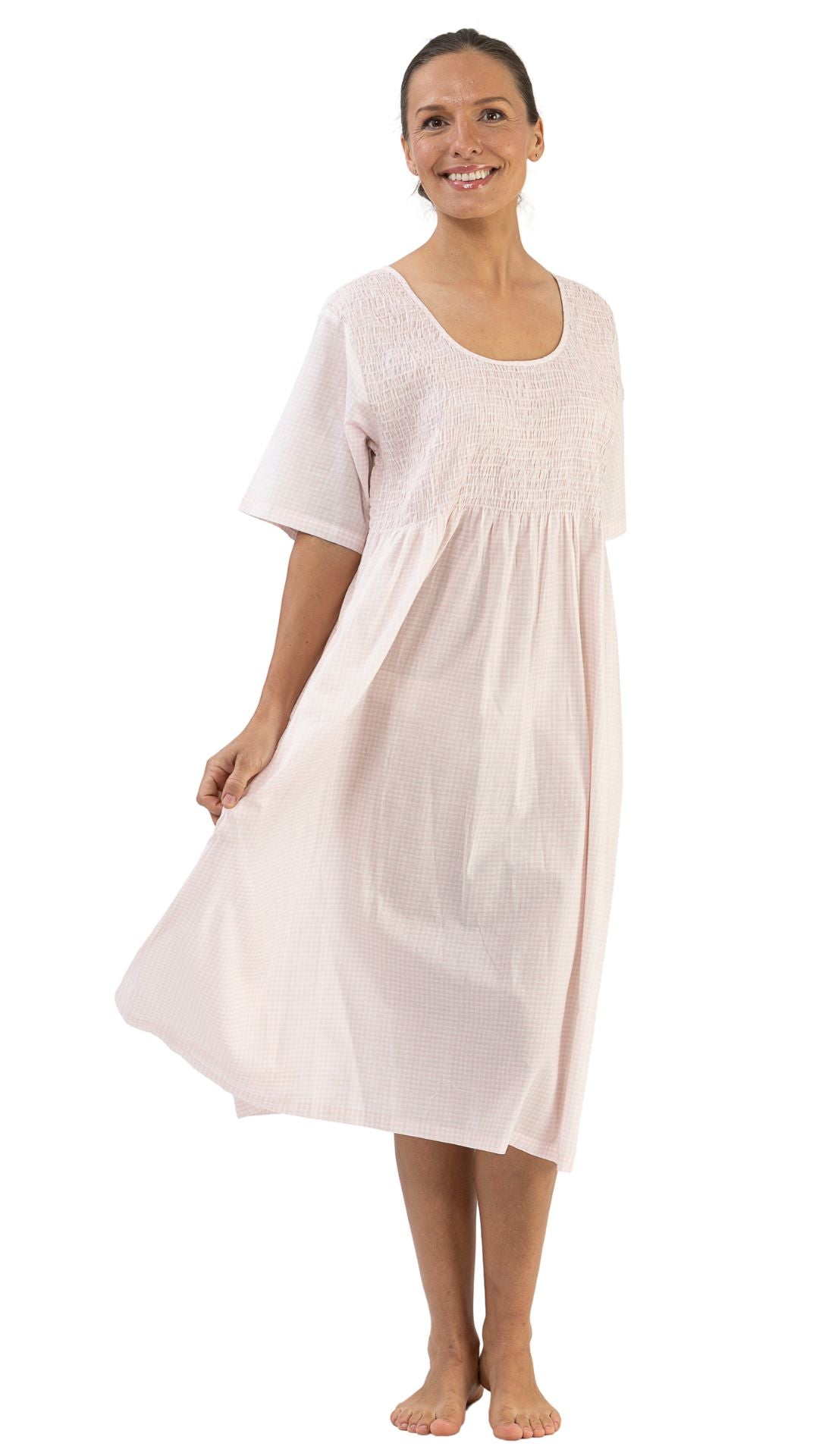 Pink cotton nighties for plus size Ladies
