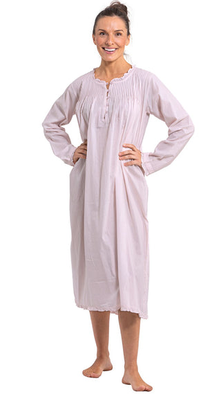 Soft Pink Long Sleeve Cotton Nightie