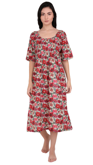 short sleeve floral poppy nightie elastic bust 