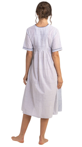 Primrose Short Sleeve Cotton Nightie - Blue