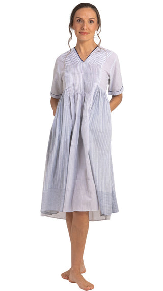 Primrose Short Sleeve Cotton Nightie - Blue