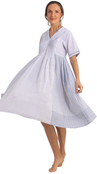 Primrose Short Sleeve Cotton Nightie - Blue