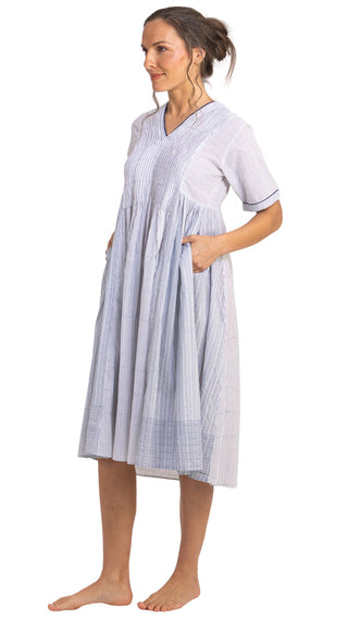 Primrose Short Sleeve Cotton Nightie - Blue