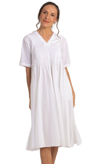 Primrose Short Sleeve Cotton Nightie - White