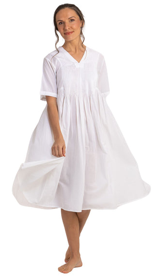 Primrose Short Sleeve Cotton Nightie - White