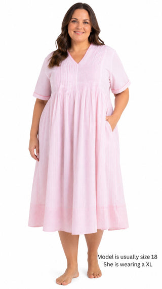 Primrose Short Sleeve Cotton Nightie - Pink