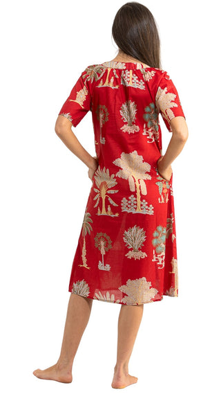 Bangalow Palm Short Sleeve Nightie - Red