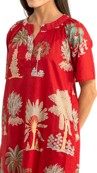 Bangalow Palm Short Sleeve Nightie - Red