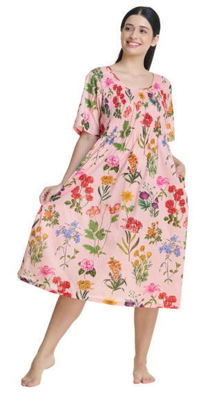pink floral nightdress for Nana in short sleeve