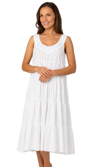 Sofia White Tiered Cotton Nightie