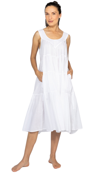 Sofia White Tiered Cotton Nightie