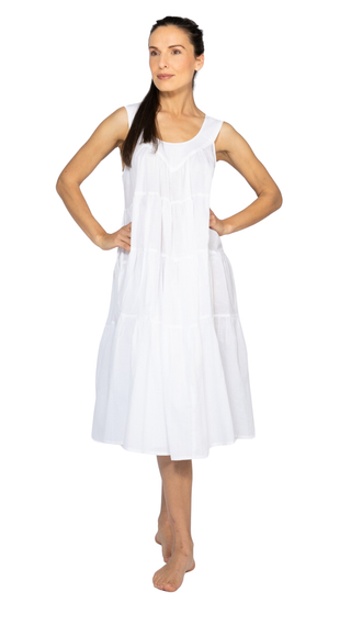 Sofia White Tiered Cotton Nightie