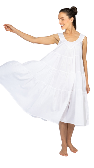 Sofia White Tiered Cotton Nightie