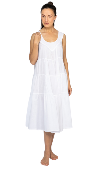 Sofia White Tiered Cotton Nightie