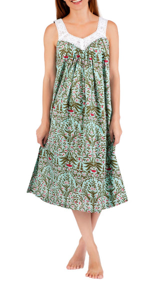 Liberty Sleeveless V Neck Cotton Nightie