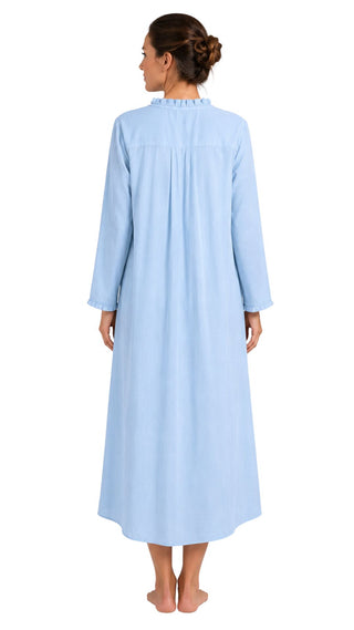 Victoria Long Sleeve Nightie - Blue