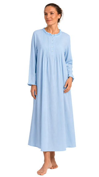 Victoria Long Sleeve Nightie - Blue