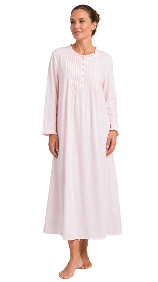Victoria Long Sleeve Nightie - Pink